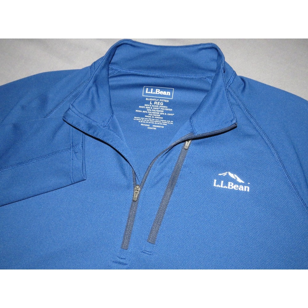 Men's L.L. Bean Light Weight Blue Stretch 1/4 Zip Base Layer Athletic Jacket LRG